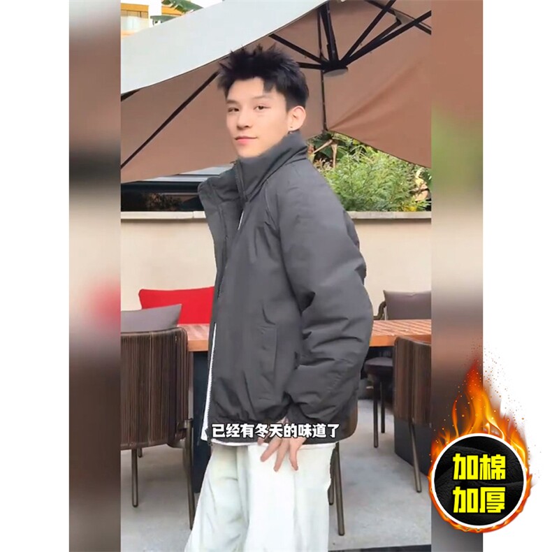 现货美式高街休闲棉衣夹克三防立领纯色户外工装加厚棉服外套,男装夹克,电商A486