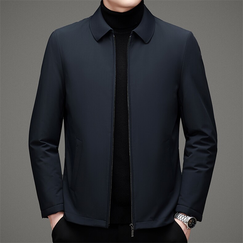 21新款中年鹅绒内胆羽绒服翻领男休闲商务冬装外套HM9887-P255,男装羽绒服,电商B212（原钱塘6029）
