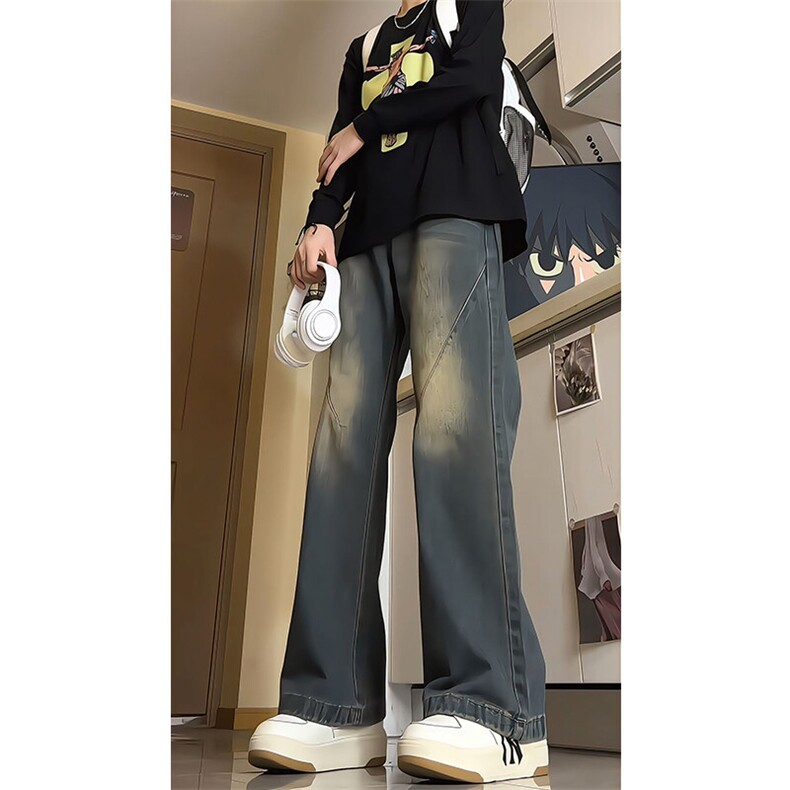 春季加长版裤子男高个子阔腿直筒牛仔裤185cm110直筒长裤KZ005P60,男装牛仔裤,电商B312
