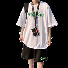 2025夏季港风纯棉运动短袖短裤套装男A161-2-TZ102-P55，男装牛仔裤，电商A161-2