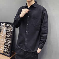 大码衬衫男宽松长袖纯色休闲衬衣202-7-GC15，男装衬衫，星座1302
