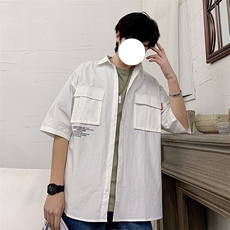 1港风休闲情侣大码M-5XL衬衫男日系潮流帅气短袖衬衣7870P45控69，男装T恤，星座226-2