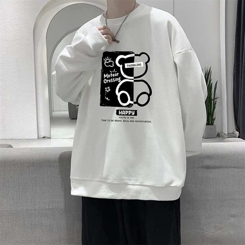 华夫格卫衣圆领卫衣男大码长袖t恤男外套HW76352-P30,男装卫衣,电商A040