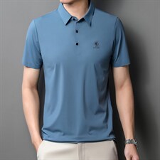 青年夏季2022无缝男士短袖POLO衫透气时髦商务潮流半袖上衣P65，男装Polo衫，星座1105-3