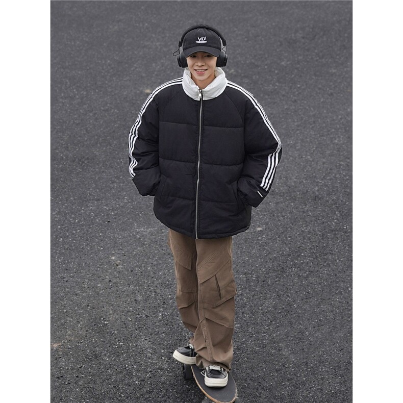 1506-1/M88301/P62高品质手塞棉男女同款撞色条纹立领棉衣棉服,男装棉衣,星座1506-1