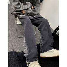 高街牛仔裤男韩版潮流字母印花高街帅2024秋冬ins长裤RK1369-P45，男装牛仔裤，星座412-2