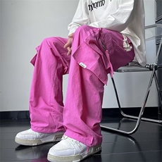 抽绳美式工装裤男街头嘻哈机能潮牌宽松抽绳阔腿休闲长裤KX801，男装休闲裤，星座1116A-1（原606A）