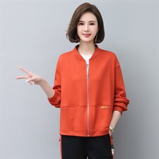 女士休闲卫衣2025春秋新中年妈妈开衫卫衣外套，女装卫衣/绒衫，依恋蒂丝