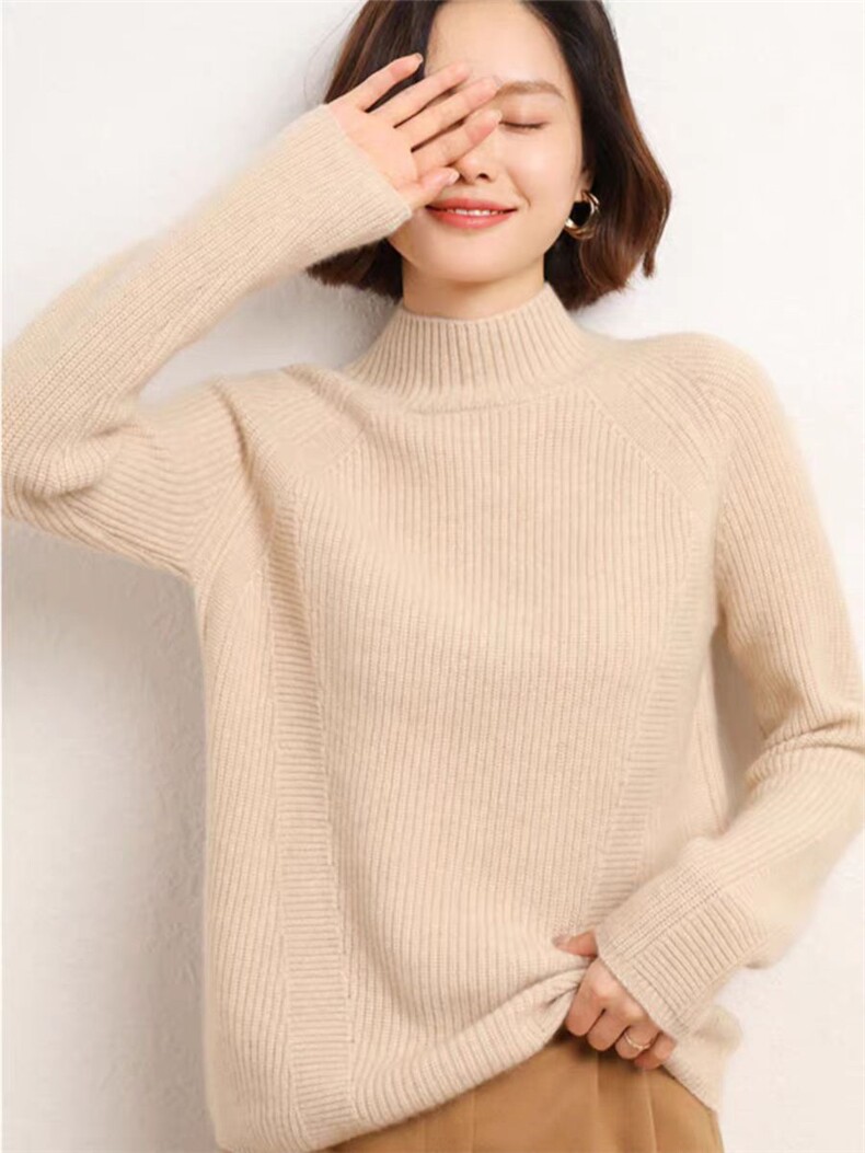 气质半高领打底衫女新款长袖内搭套头针织毛衣修身羊毛衫，女装针织衫/毛衣，蚂蚁派对工厂直营店