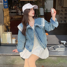 春秋季短款外套娃娃领花边RF2C290-6825#-P150-K228，女装短外套，2C290