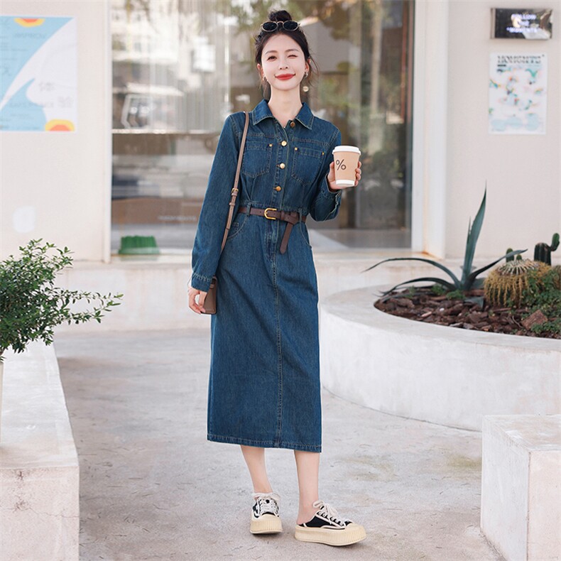 欧货牛仔连衣裙女春秋2025新款洋气减龄休闲收腰显瘦高级感连衣裙,女装连衣裙,慧尚依恋