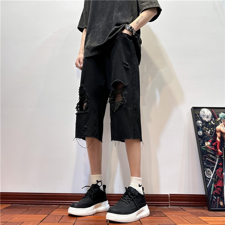 D2051-p45-控68现货风宽松cleanfit牛仔裤七分裤黑暗,男装牛仔裤,星座116