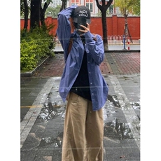 复古蓝色格子五分袖衬衫男夏季polo领休闲外套翻领长袖上衣C91，男装衬衫，星座1116A（原606A-3）