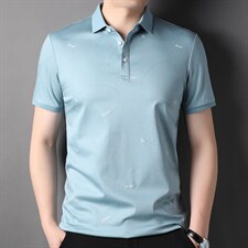 男士轻奢短袖T恤时尚潮流翻领半袖商务纯色上衣服体恤男装，男装T恤，电商B212（原钱塘6029）