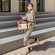 新品主推附买家秀毛呢牛仔拼色两件套705-P195-K278，女装套装/套裙，2C075
