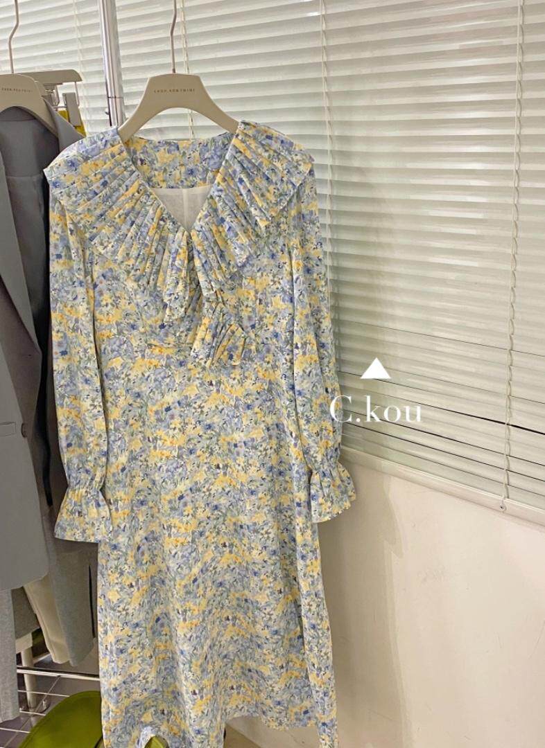 春季新款花连衣裙，女装连衣裙，唇蔻