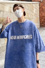 B239-1132-P38美式字母印花复古水洗做旧落肩袖短袖T恤上衣，男装T恤，星座514-2(原B239)