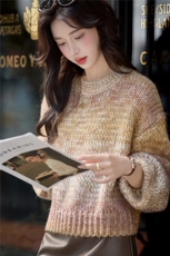 2025年冬季加厚圆领针织线衫韩版网红洋气羊毛线衫街头风时尚运动，女装针织衫/毛衣，小九月