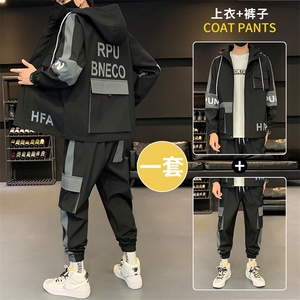 秋季男士套装休闲运动服帅气搭配一套工装夹克外套 D05/90图片