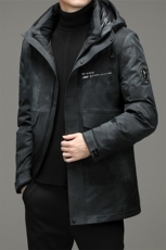 2023冬季新款纯色羽绒服休闲外套中年爸爸装连帽上衣YYYR320-P350，男装羽绒服，电商B212（原钱塘6029）