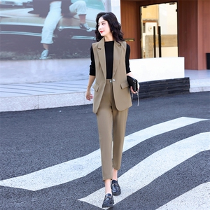 2022年高端气质御姐女装高级感三件套西装外套长裤时尚套装套裙图片