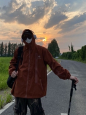 户外森系冲锋衣连帽夹克机能男宽松落肩纯色上衣外套J317-P55，男装夹克，星座1007（原301D）