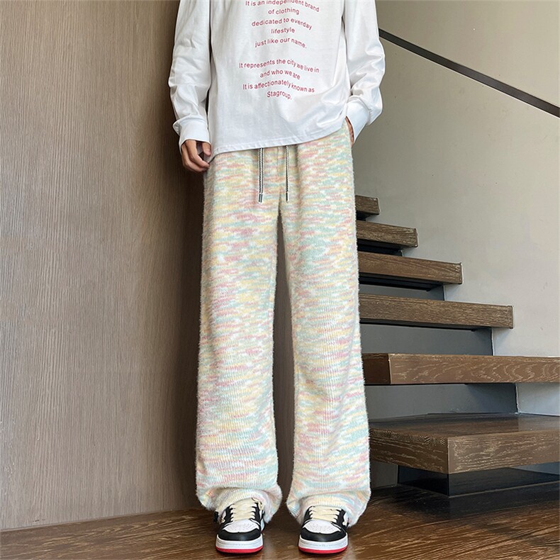 聚酯纤维YK86037-常规P35加绒P50慵懒风马海毛针织裤,男装休闲裤,电商A086-1
