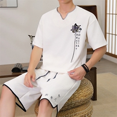 （版权注册仿款必究）风套装男夏季V领唐装新中式刺绣两件套，男装休闲套装，星座1206（原A206）