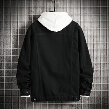 jk609-p48-限价68 网格牛仔夹克肥仔秋款量足印花大码图片