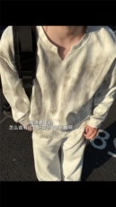 XZ809A/SYR27/P30/控48扎染麂皮绒V领长袖T恤卫衣，男装T恤，星座809A(原222-1)