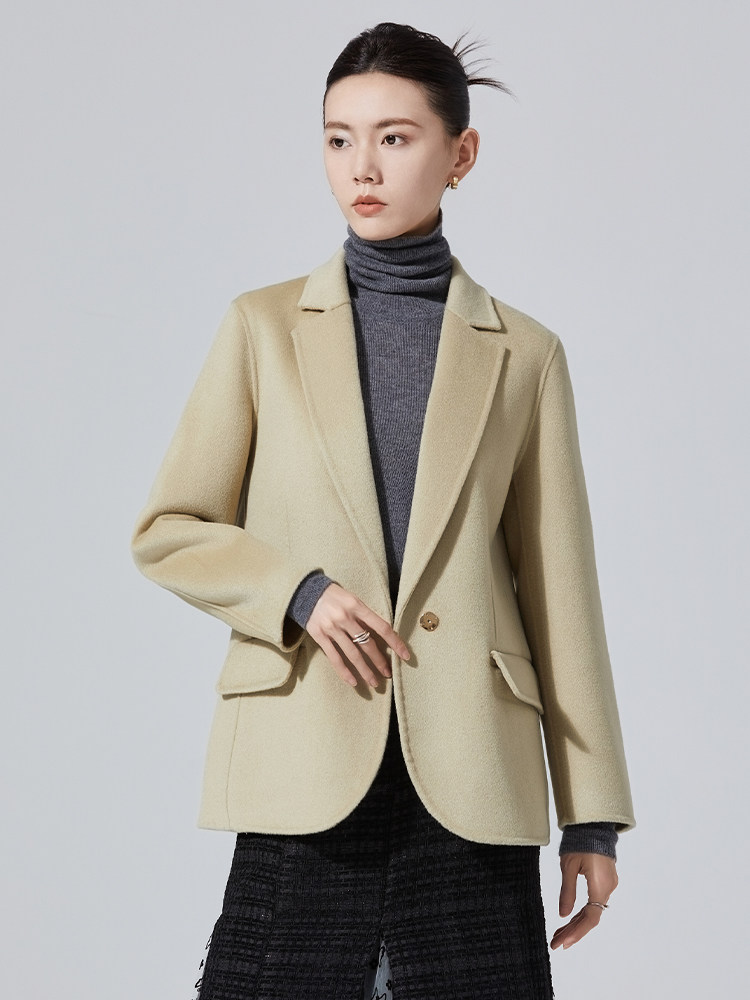 秋冬新款修身短款西装双面大衣女时尚白毛外套,针织衫/毛衣,高哲羊绒
