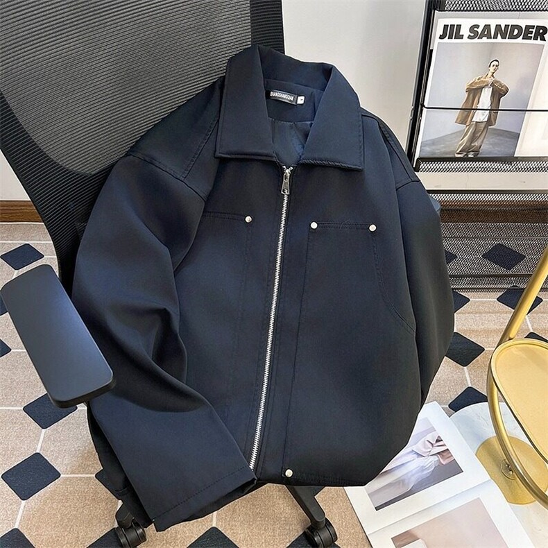 W385-P65 美式复古翻领夹克外套图片