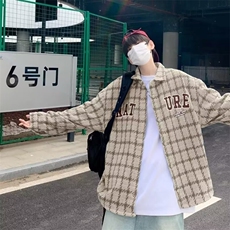 秋季新款休闲外套男潮格子夹克男生穿搭宽松上衣服CS2301/P52，男装夹克，星座506