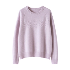 2025年秋季纯色圆领针织衫休闲百搭，女装针织衫/毛衣，鸥蕊娅羊绒