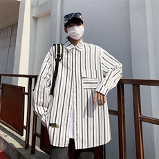 条纹衬衫男长袖韩版潮流高街帅气2023春夏季新款ins衬衣CY118-P41，男装衬衫，星座412-2