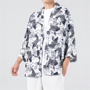 21夏大码汉服仙鹤潮披风和服开衫薄款半袖道袍防晒衣F12-1/P40，男装风衣，钱塘713