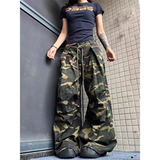 美式复古迷彩休闲裤男直筒潮牌情侣宽松阔腿工装裤子L83622-P55，男装工装外套，星座1008