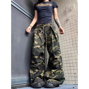 美式复古迷彩休闲裤男直筒潮牌情侣宽松阔腿工装裤子L83622-P55