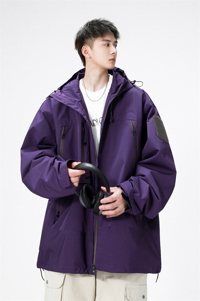 中性风工装冲锋衣男高品纯色宽松夹克外套DSA157B-J91-P60,男装夹克,电商A157B