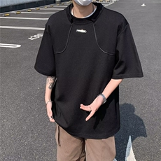 重磅休闲拼接短袖T恤男设计感字母小众上衣夏季TF14，男装T恤，星座1116A-1（原606A）