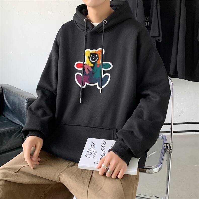 L2475P48秋装2024新款潮趣印花学生潮流男女情侣连帽卫衣图片