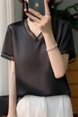 女夏装2024年新款洋气小衫潮内搭宽松大码女装上衣，女装衬衫，绒宛羊绒