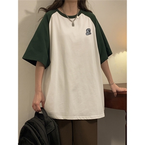 1中性风插肩袖S立体贴标T恤女大码SM-5XL短袖T恤男DT8777P28控49图片