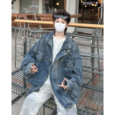 水洗做旧牛仔外套男款春秋季潮牌风休闲夹克宽松工装上衣3358P74，男装工装外套，星座410-2