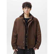 网络图现货美式潮牌格纹拼接假两件加绒保暖棉服JHY6108-P89，男装棉衣，星座715-7