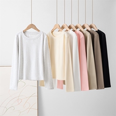 秋季女款长袖220g氨纶纱（莱卡棉）正肩长袖#SHJ-1013T，男装卫衣，电商A110