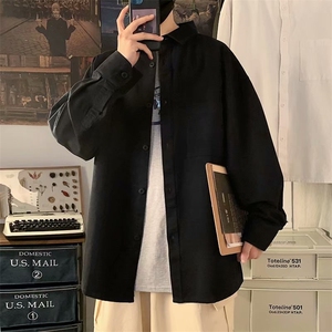 现货长袖衬衫男新款春秋季翻领外套潮流宽松帅气休闲上衣cs80-p38图片