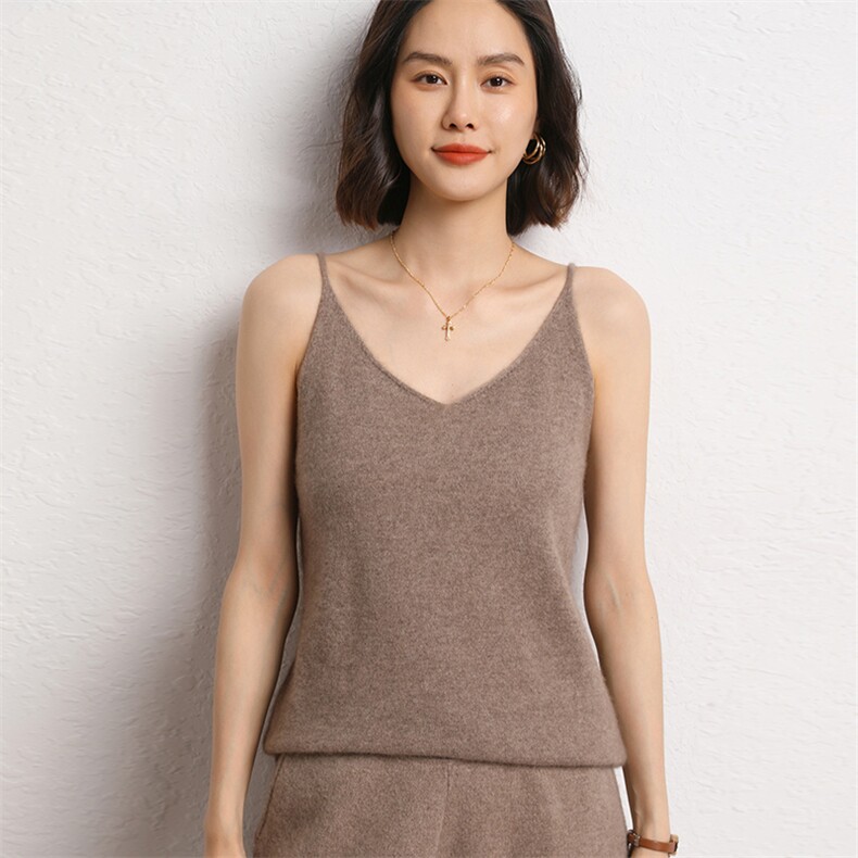 纯色简约百搭精致显瘦减龄无袖纯马甲背心女,女装背心吊带,五色羊羊绒