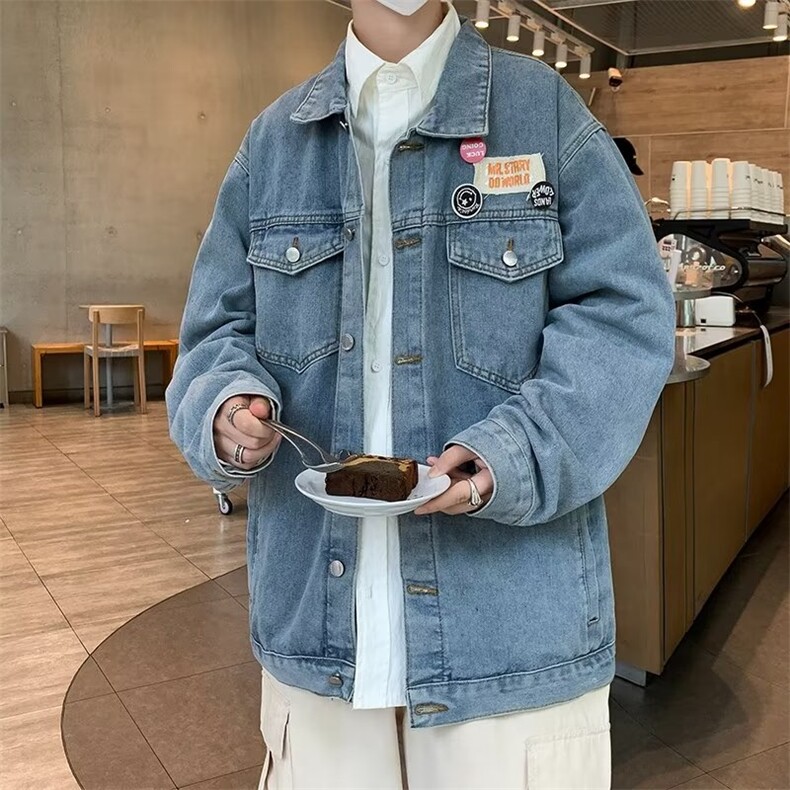 痞帅秋季牛仔外套男ins潮牌街头美式夹克宽松百搭复古休闲上衣服,男装夹克,星座716-2
