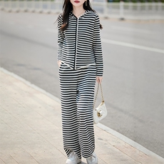 2025百搭时尚简约女款条纹羊毛套装，女装羊毛衫，哲奥羊绒